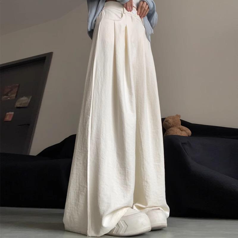 

Chanlan Women s High Waist Wide Leg Milk Puff Pants - Summer Casual Large