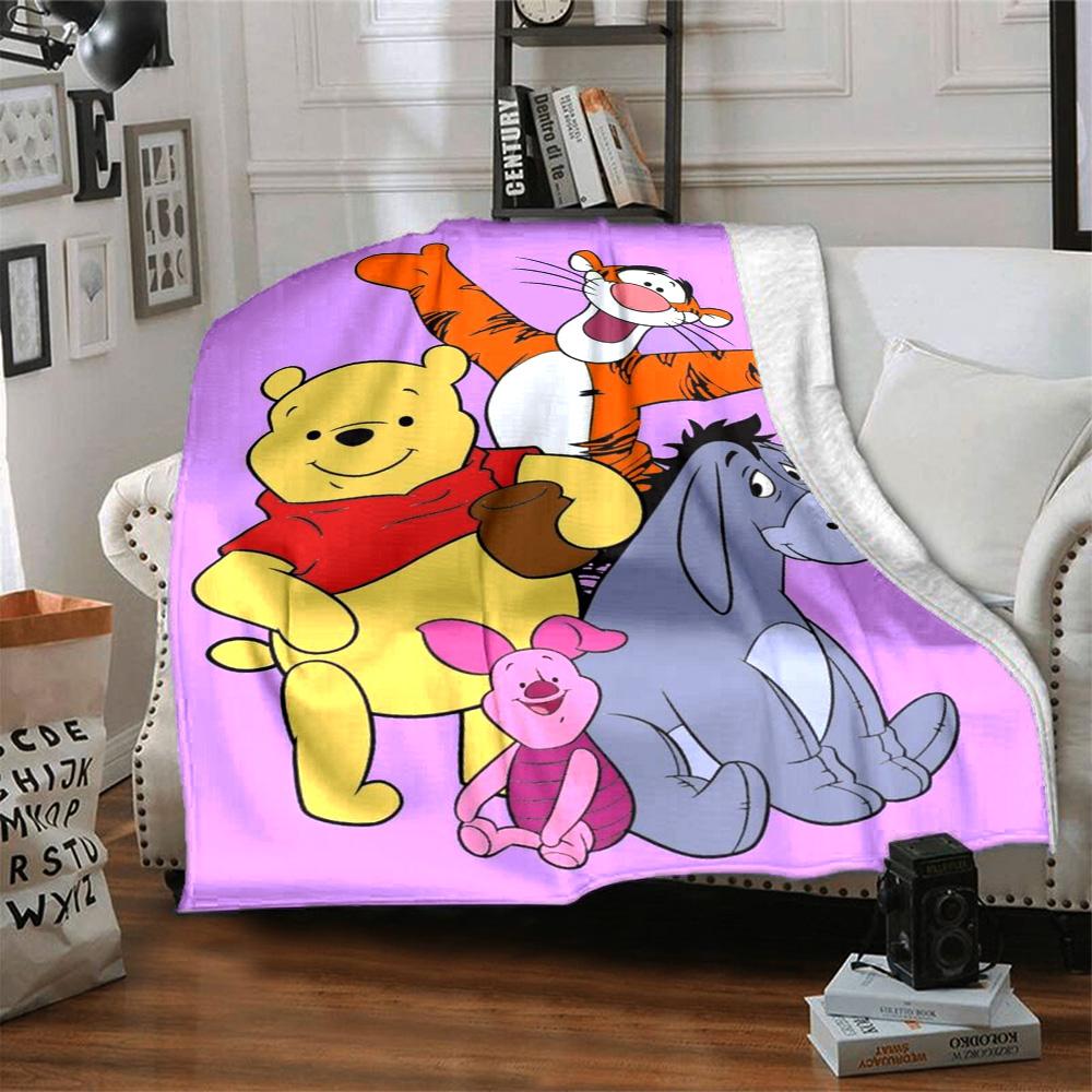 Pooh Friends Adventure Flannel Blanket Super Soft Warm Cozy Blanket For Sofa Bed Office Travel Allseason Home Decor Gift