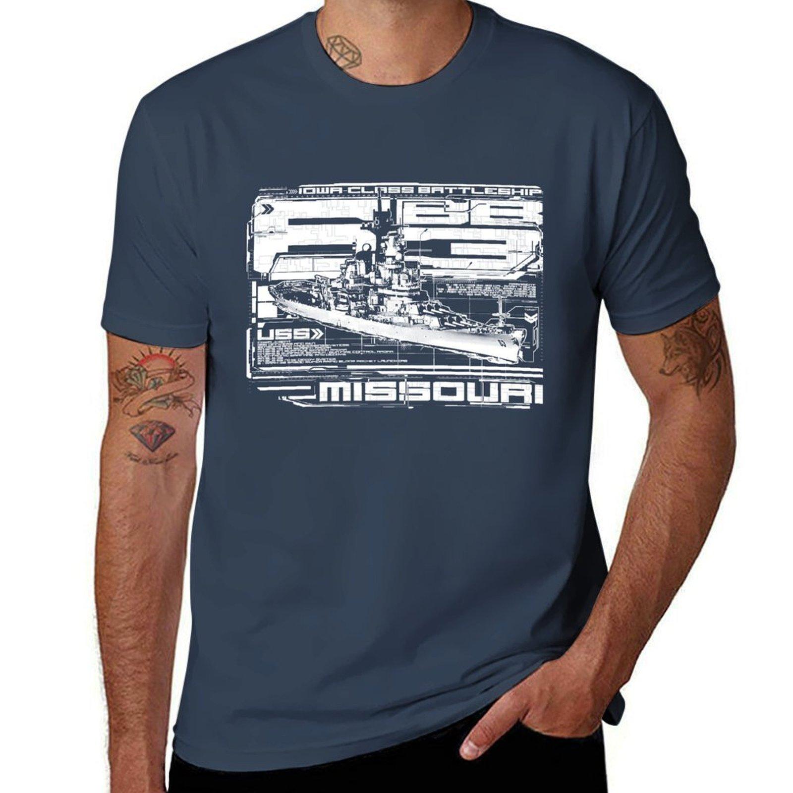 Battleship Missouri TShirt Basic Solid Tee for Daily Use S