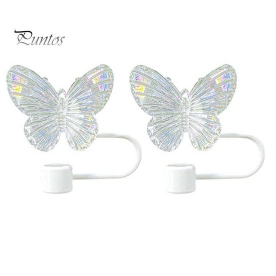 

2 шт. Крышки для соломинок в виде бабочек 10 мм, многоразовые крышки для стаканов объемом 30/40 унций, экологически чистые аксессуары для чашек белый