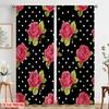 2Pcs,2D Plane Printing Light Filtering Curtains Roses On Polka Dots Versatile Durable Polyester (Without Rod) Holiday Ldeal For