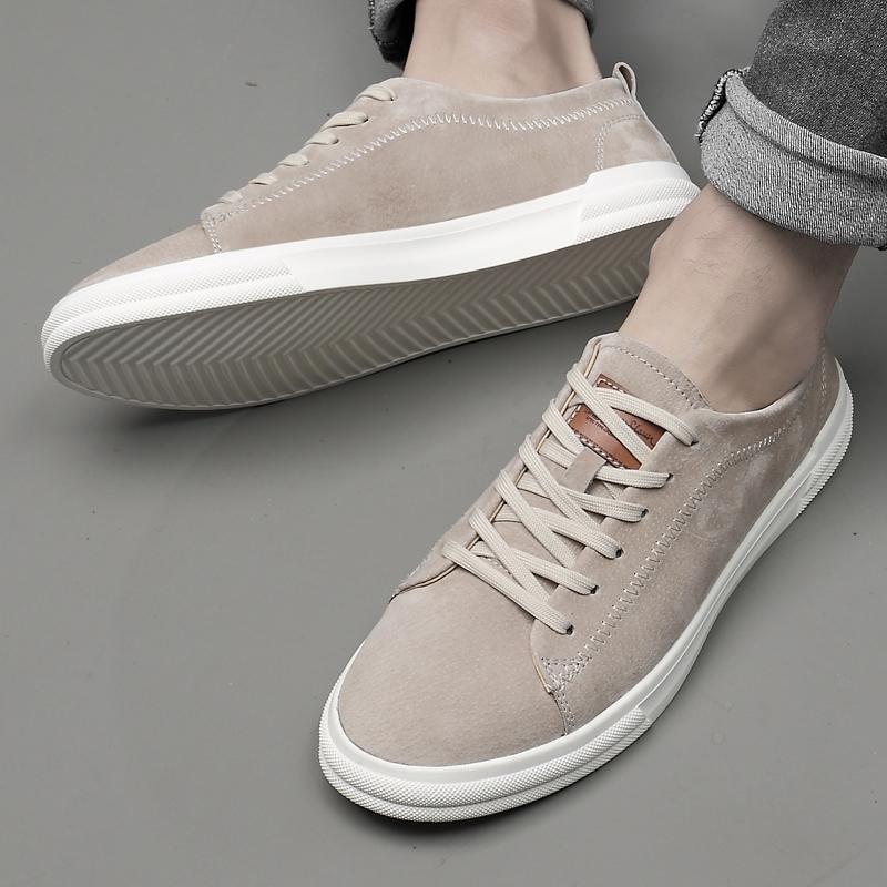 White Fashion Men's Leather Sneakers Breathable Casual Loafer Shoes Mens Vulcanized Shoes Skate Shoes Men Tenis Masculino Comfy