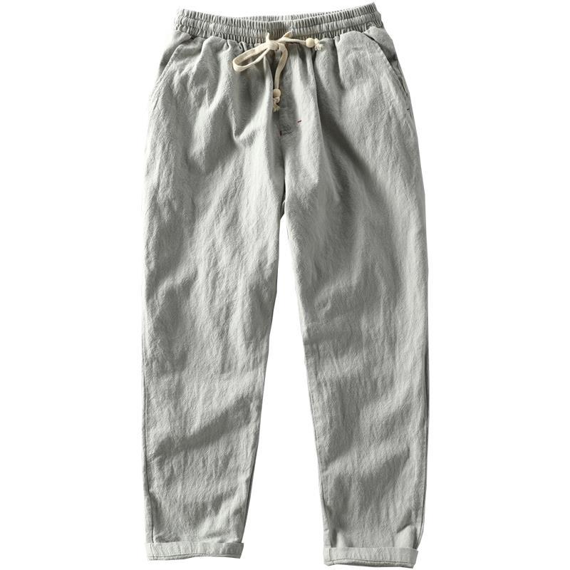 Men's Casual Pants Straight Linen Trousers Male Black Polyester Korean Style Classic In Streetwear Harajuku Y2k Baggy Summer