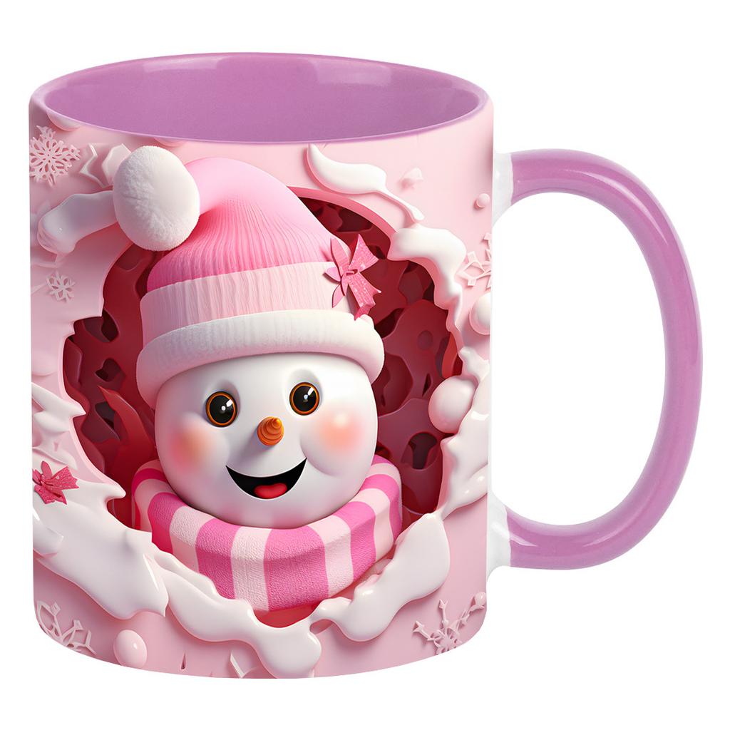 3D New Christmas Christmas Ceramic Coffee Mark Cup Colored Tea Cup Snowman