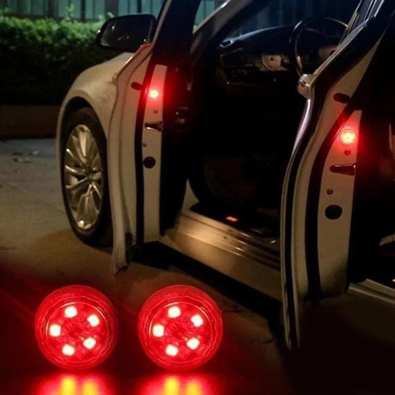 New 2pcs Car Door Safety Anti-collision Warning Light Door Burst Light LED Anti Rear End Sensing Light Door Opening Light