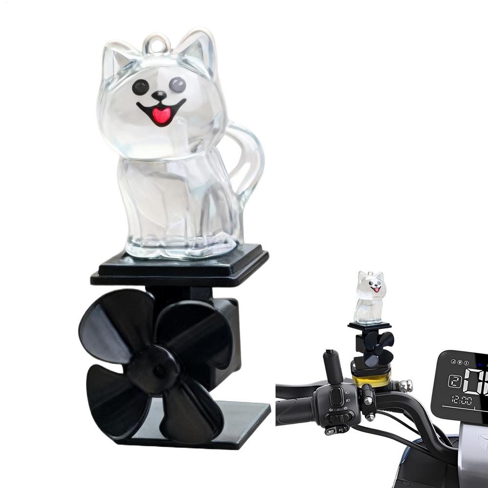 Wind Powered Light Up Dog Figurine for Motorcycle Handlebar  Animated Animal Handlebar Decoration Fun Night Riding Accessory