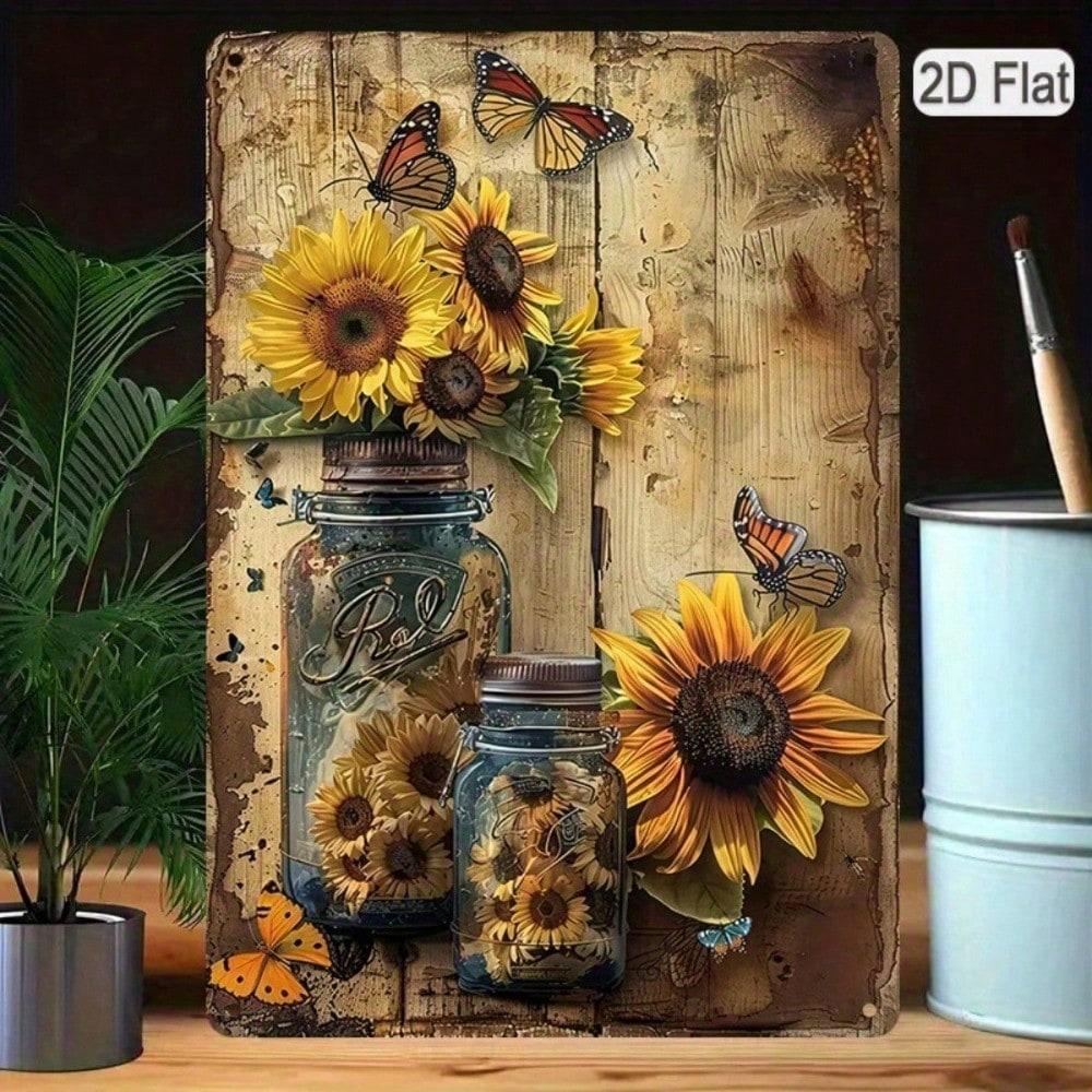 Retro Sunflower Metal Tin Sign Vintage Farmhouse Wall Art Kitchen Decor 8x12 Inches 20x30