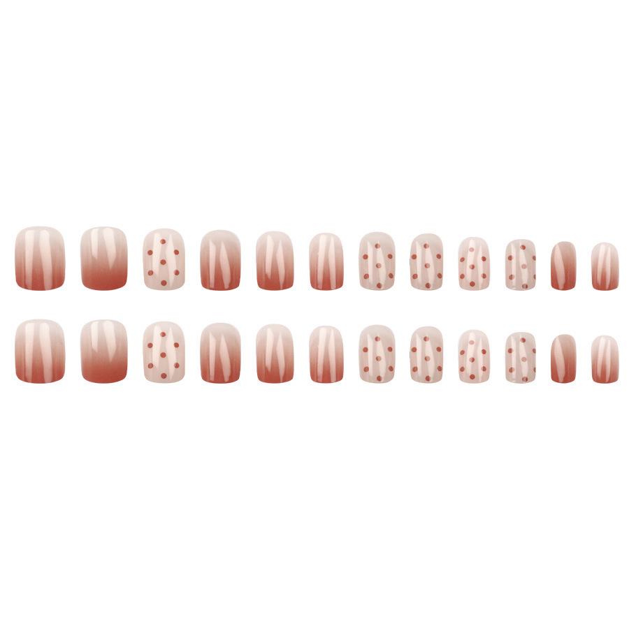 Playful Red Gradient Polka Dot Press-On Nails - Simple, Gentle, Removable Skin-Whitening Nail Art Stickers