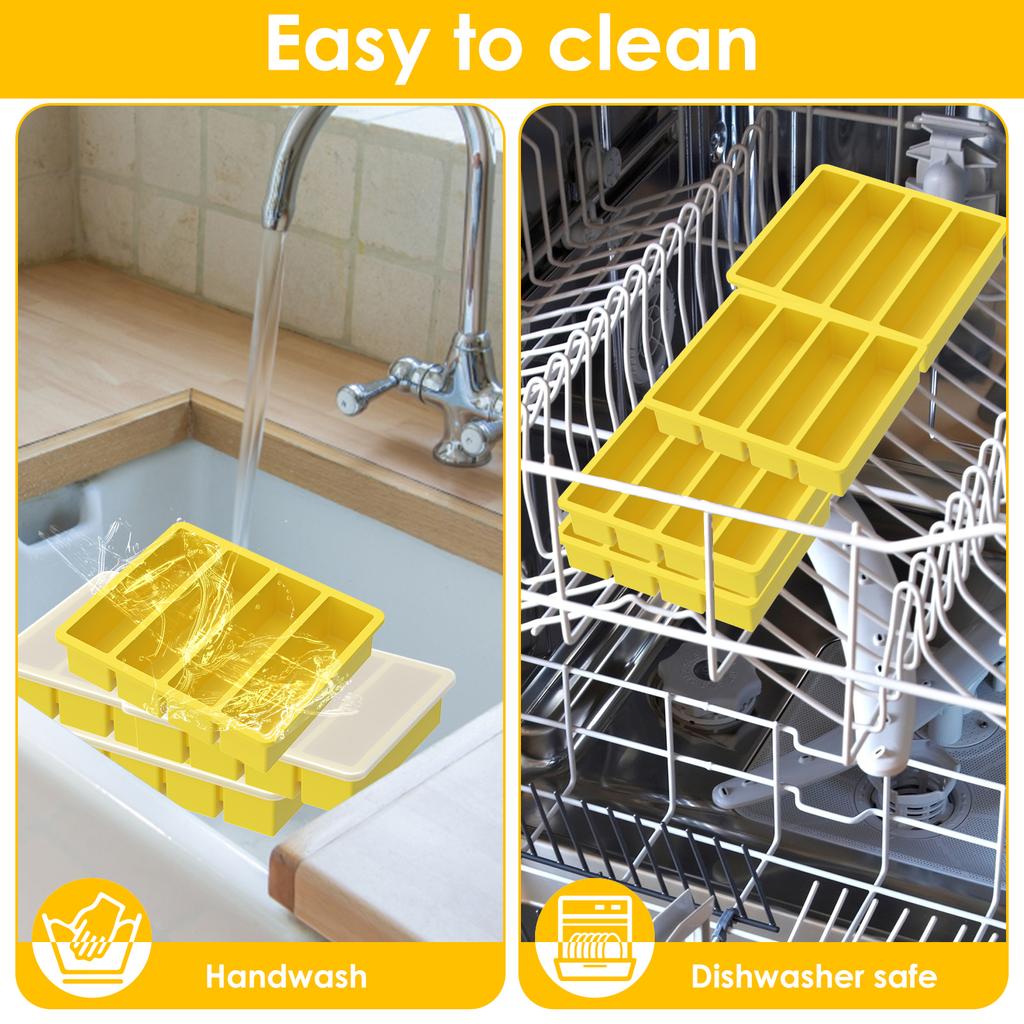 4 Pcs Silicone Freezer Molds Easy Meal Prep Container with Lids Multi-purpose Food Freezer Trays Release Ice Cube Mold for Soups