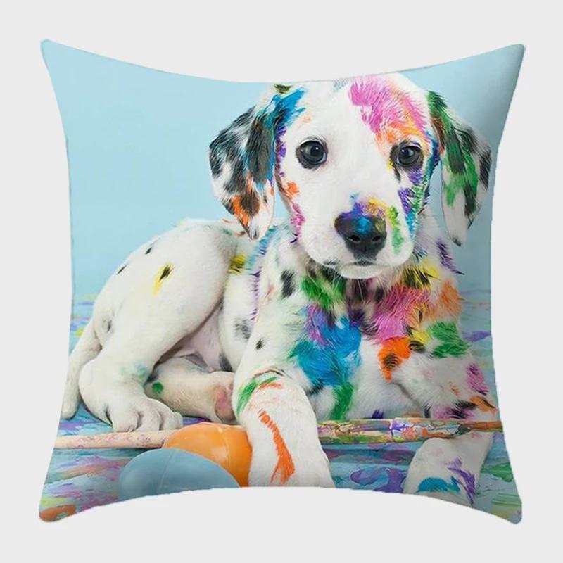 Bulldog Polyester Cushion Cover Modern French Bulldog Pillowcase Sofa Throw Pillow Cover Decorative Pillowcase For Couch Bed Car