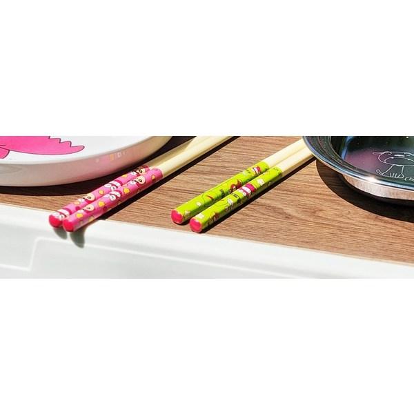 Shiny Crayon Shin-chan Bamboo Chopsticks Set of 2, Green, Pink, 1 Set, Single Item, Korean Popular Tableware