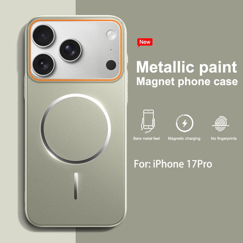 Matte Metallic Paint Wireless Charging for Magsafe Magnetic Phone Case for IPhone Air 17 16 15 14 13 12 Pro Max Shockproof Cover