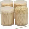 Traditional Single Point Disposable Wooden Toothpicks for Food, Made from Bamboo Wood, Bulk (2,000), 500 Per, 4 Containers