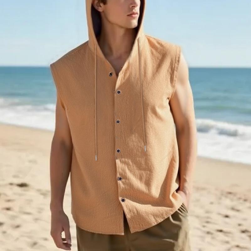 

2026 Men s New Product American Style Summer T-Shirt Men s Loose-Fitting Casual Short-Sleeved T-Shirt Linen Caped Trendy Shirt 3XL хакі