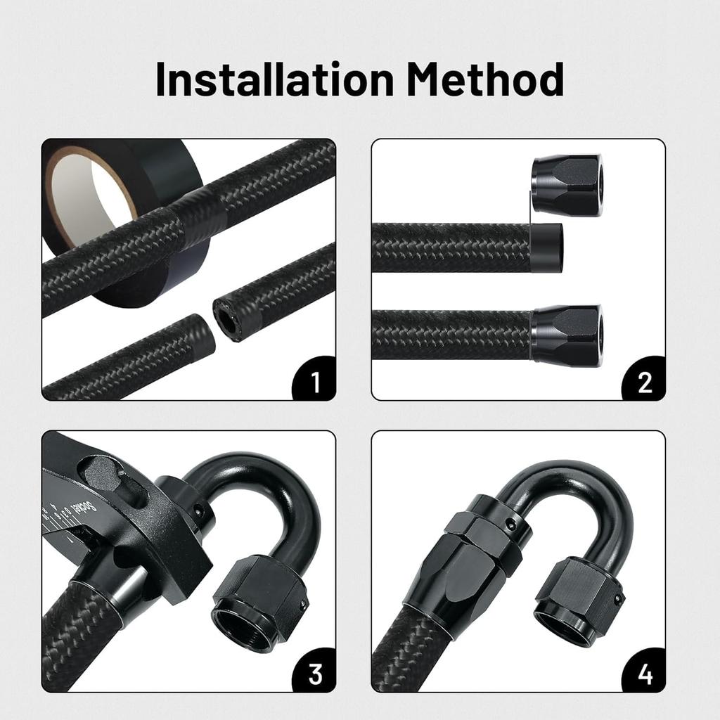 EVIL ENERGY 6AN Fuel Line Kit, 6AN Hose Nylon Stainless Steel Braided Fuel Line With 14PCS Fitting Adapter Kit CPE 20FT