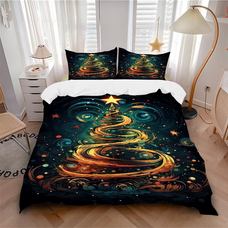 

3pc Christmas Tree Cover Set - 1 Quilt Cover + 2 Pillowcases, All Seasons Bedroom Setting, Perfect for Home043 135x200cm