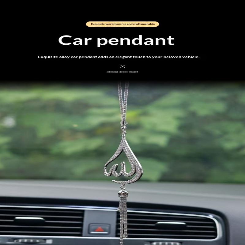 1 Piece Of Droplet Shaped Metal Rhinestone Inlaid Car Ornament Car Rearview Mirror Decoration