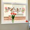 Static Cling Sparrow Flower Branch Window Sticker for Bedroom Entryway Home Decor