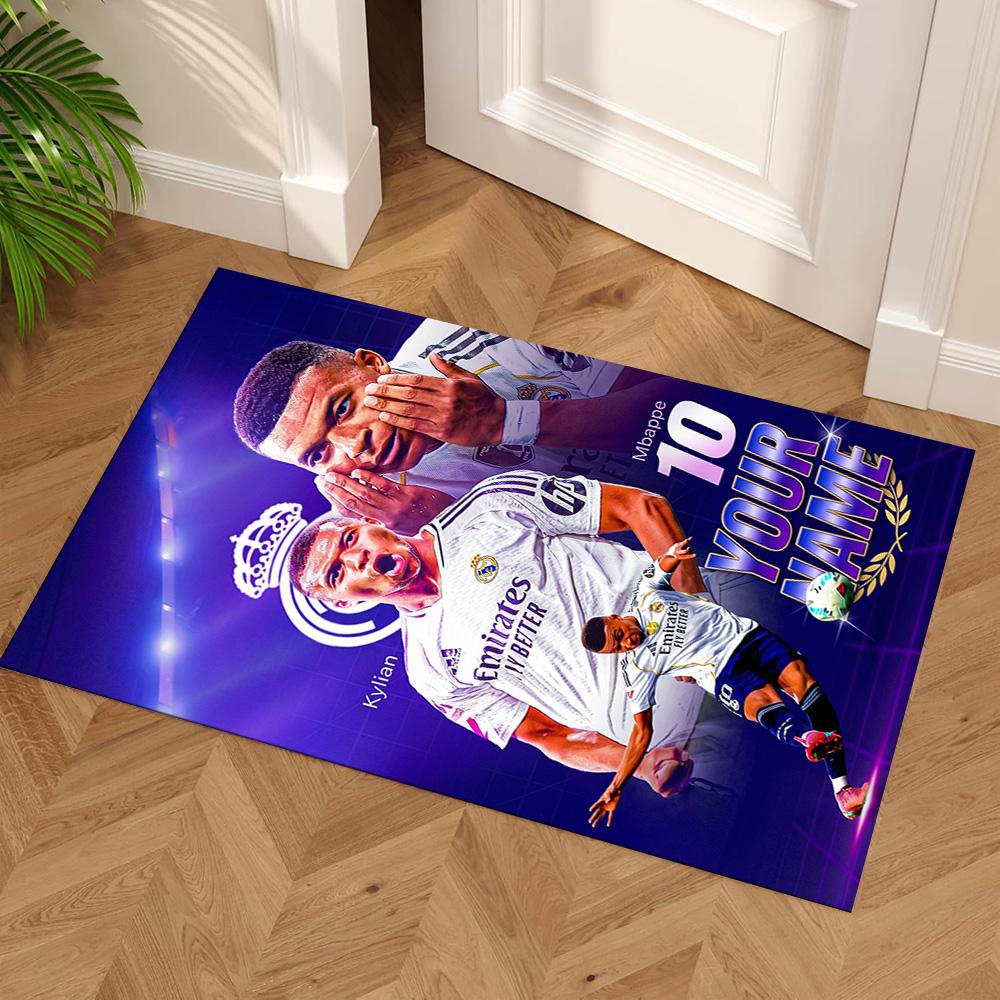 Mbappé Customize Text Carpet Perfect for Living Rooms Game Room Hallway Foyer Anti-slip Rug Office Home Decor Gift for Festivals