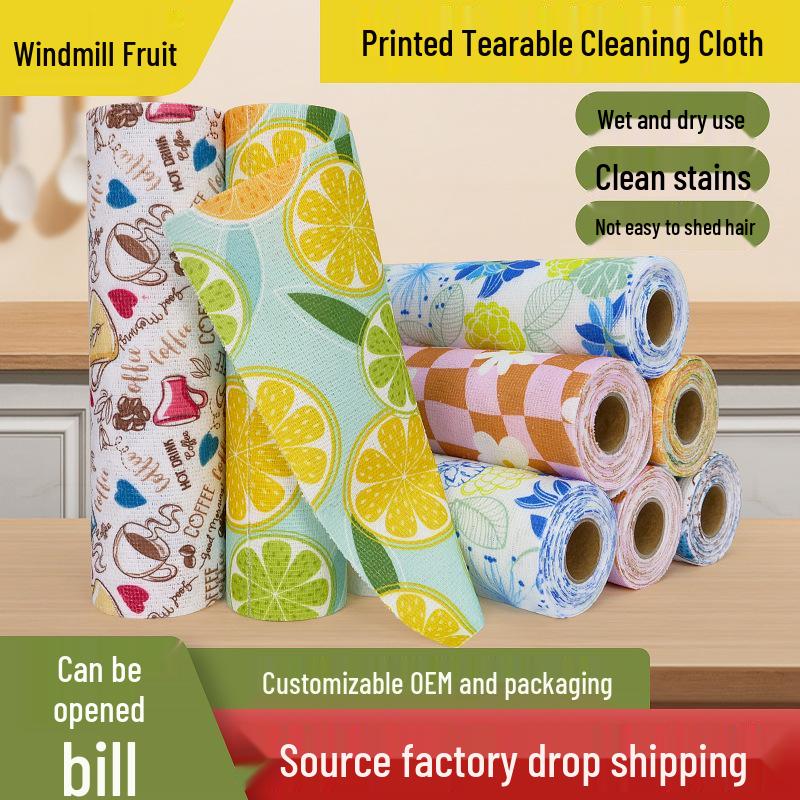 New Dual-Use Polyester Dishcloth: Printed, Tearable & Absorbent for Kitchen Cleaning