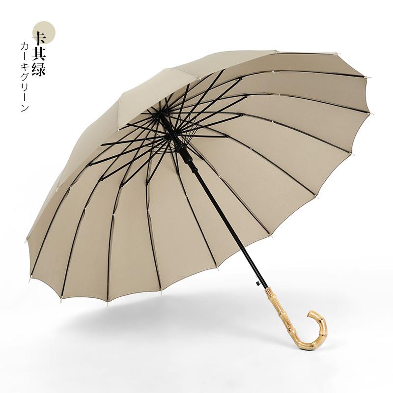 Creative Bamboo 16 Bone Straight Rod Umbrella Plain Long Handle Umbrella Bamboo Handle Umbrella Plus Umbrella