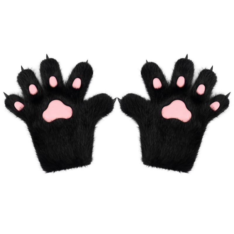 Nové chlupaté zvířecí tlapky Rukavice pro teenagery Dospělé Kočičí tlapky Plyšové rukavice Anime Palčáky pro Halloweenský Lolita Cosplay Kostým Doplněk