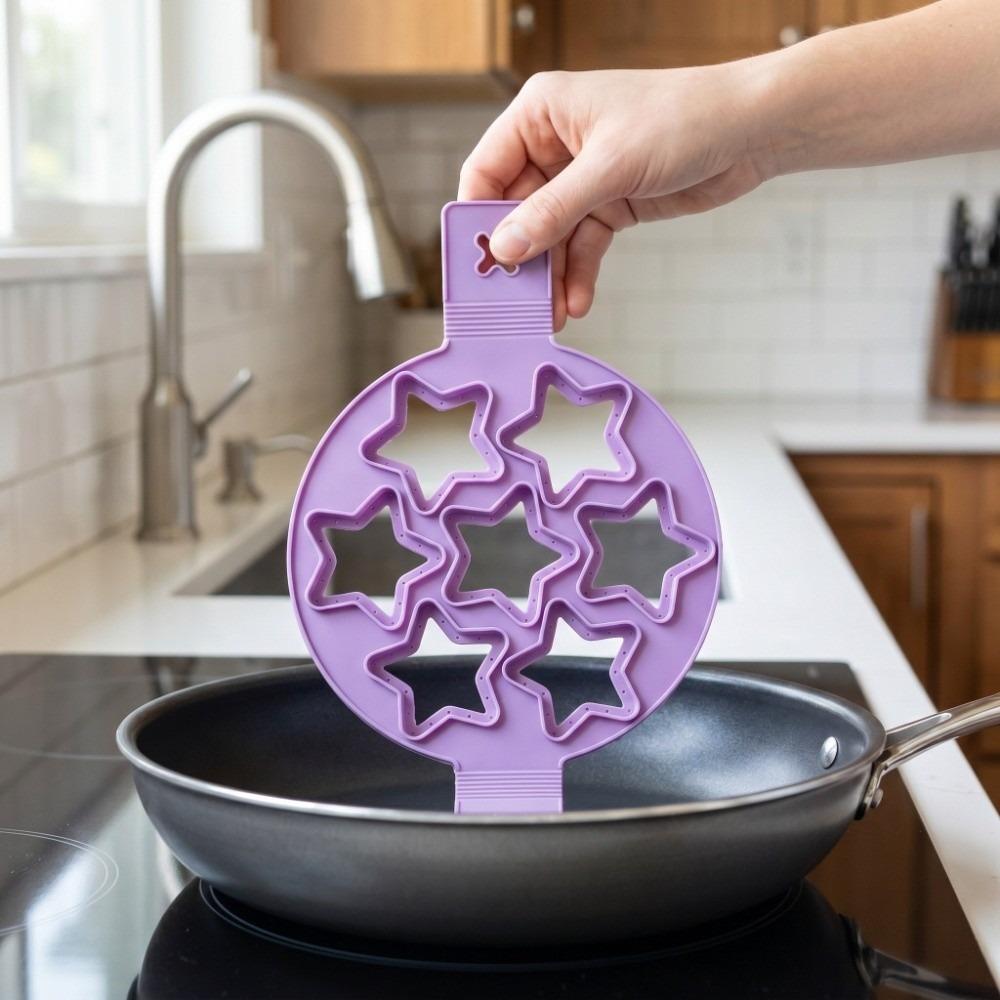 

2pcs Non-Stick Pancake Maker Silicone Egg Mold Durable Egg Cooker Pan Home Kitchen DIY Baking фиолетовый