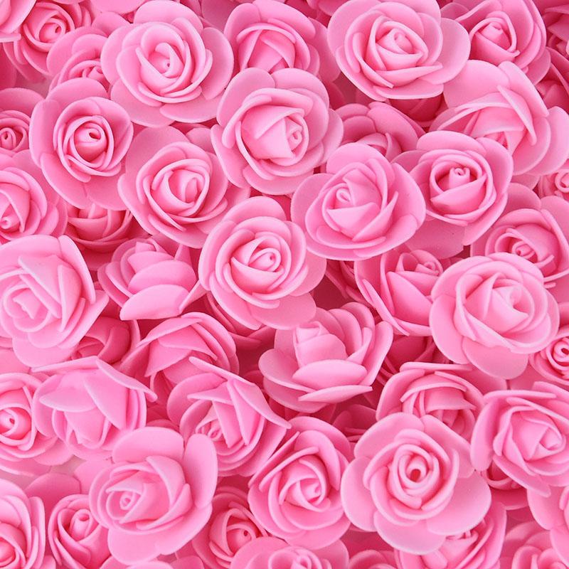 200Pcs Teddy Bear Roses 3cm PE Foam Rose Head Artificial Flower Home Decorative Wreath Wedding Valentines Day DIY Gift