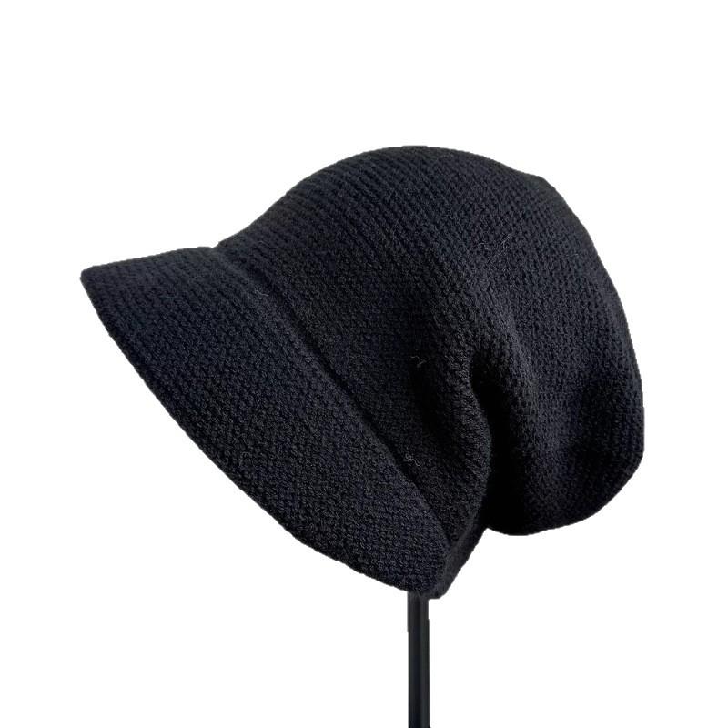 Autumn and Winter Bucket Hat Women's Cap Bag Head Show Face Small Warm Casual Versatile Knitted Wool Stacking Hat