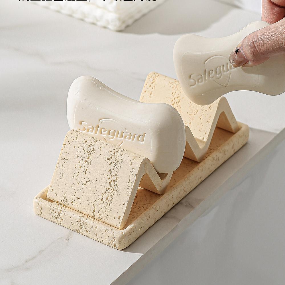 Retro Natural Cave Stone Soap Box Household Soap Tray Rack Drain Box Bathroom Decoration Bathroom Supplies Drain Box
