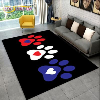 Pets Footprint Sole Series 3D Area Rug Large,Carpet Rug for Living Room Bedroom Sofa Doormat Decoration,kids Non-slip Floor Mat