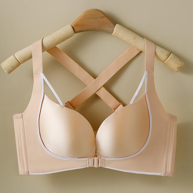 

Бюстгальтер на пуговицах спереди, женский бюстгальтер большого размера, женский гладкий бесшовный сексуальный собирающий бюстгальтер на мягкой косточке, минималистичный бюстгальтер 52/120E бежевый