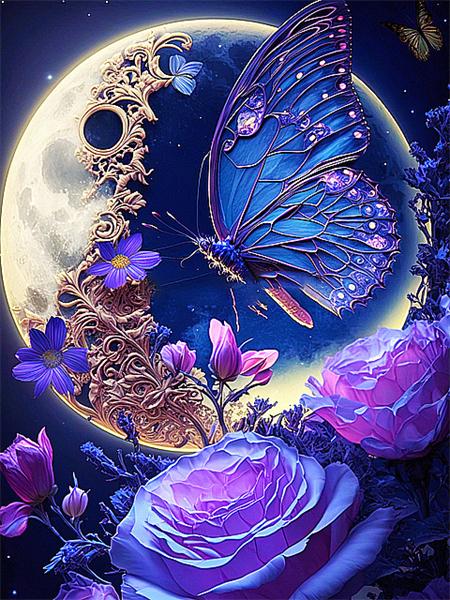 5D Diamond Painting Moon Rose Full Square Round Embroidery Mosaic Flower Landscape Home Decor