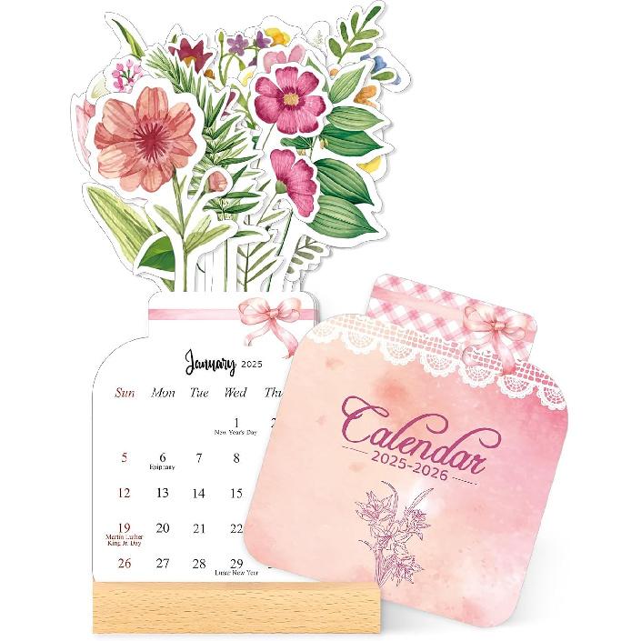 Small Desk Calendar 2025-2026, Mini Desktop Calendar - Runs From January 2025 Until December 2026, 24 Months Standing Flip Decorative Calendar for