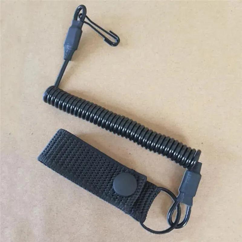 Tactical Anti-lost Elastic Lanyard Anti-theft Anti-cut Military Spring Seat Belt Gun Rope Key Ring Flashlight Accessories