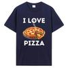 Cross-border Western trendy T-shirts for men, I Love Food tops, pizza cartoon print T-shirts, men's short-sleeve T-shirts