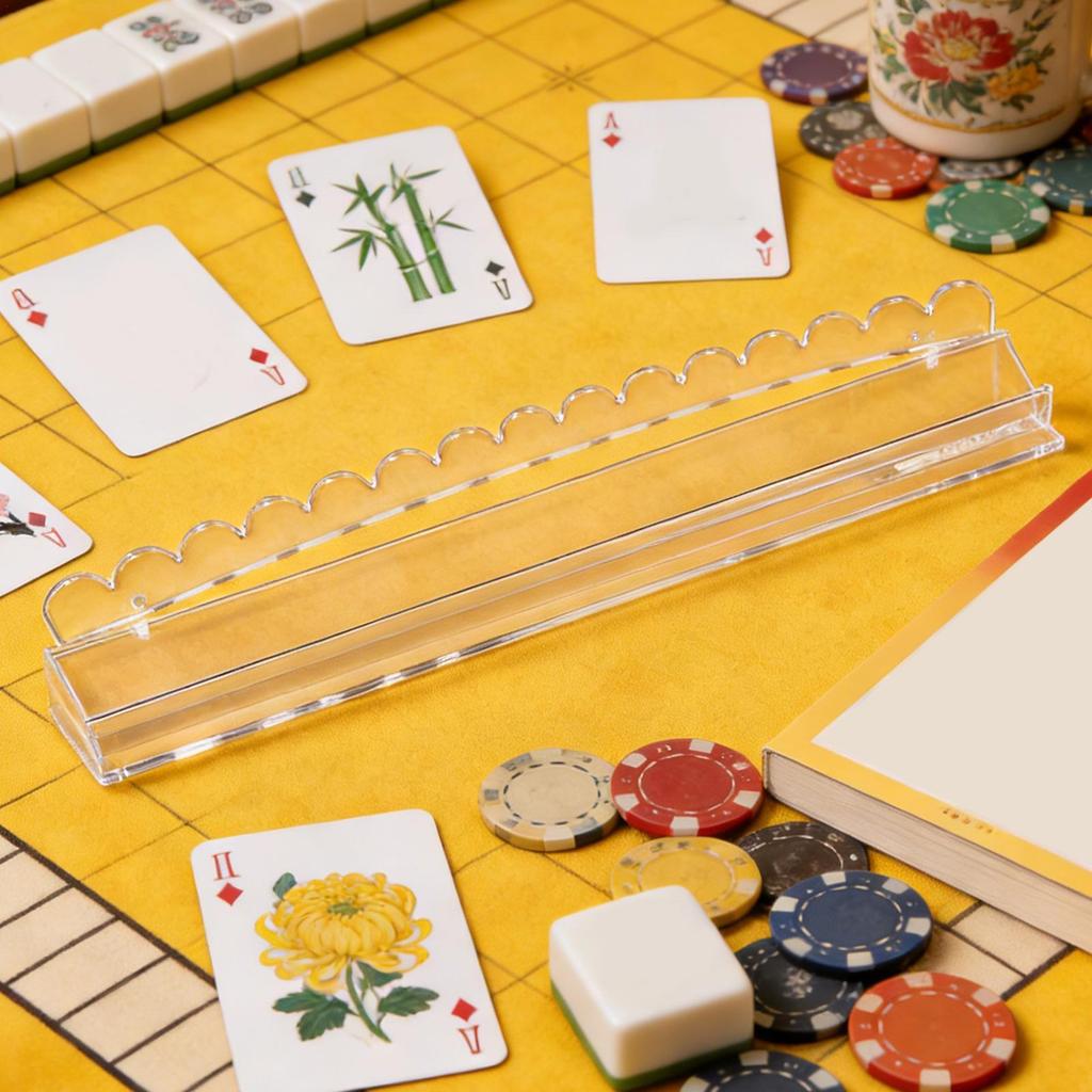 20-Inch Acrylic Quick Setup Mahjong Tile Holder Rack Mahjong Rack Set With Pusher For Players Seniors Hobbyists Game Room Family