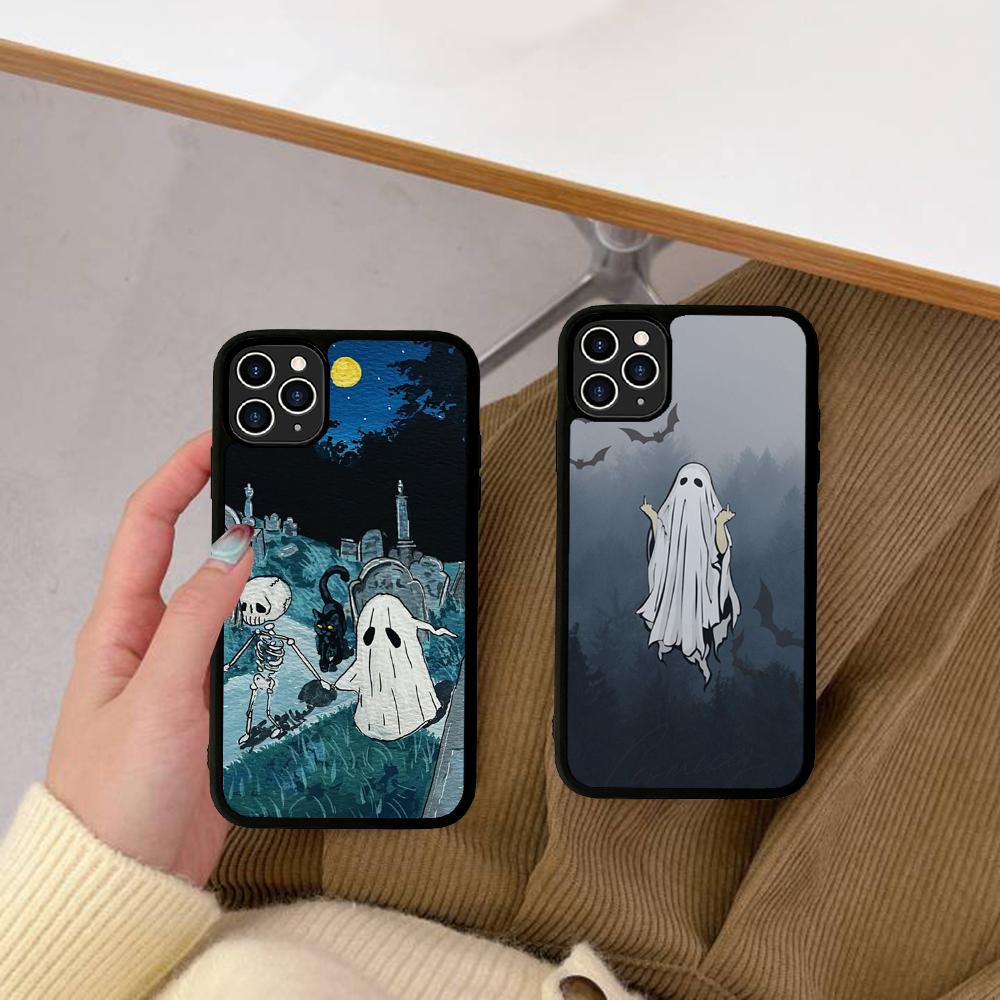 Cartoon Spooky Ghost Phone Case Silicone PC+TPU For For IPhone 11 12 13 14 15 16 Plus Pro Max Cover