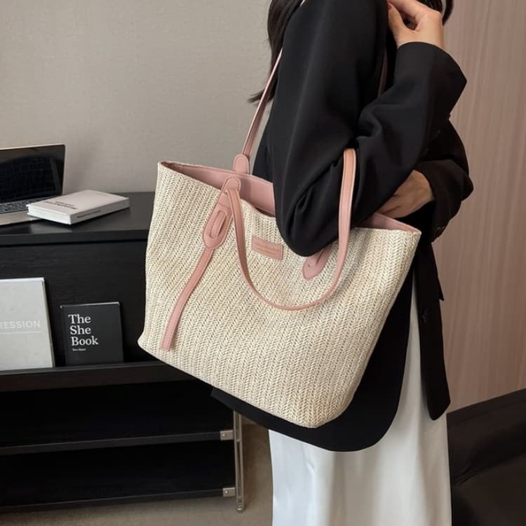 Straw Large Capacity Tote Bag Women's Shoulder Bag
