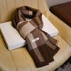 Black and Gray Grid Wool Scarf Men's Winter Versatile High-end Men's Scarf Thickened Warm Knitting
