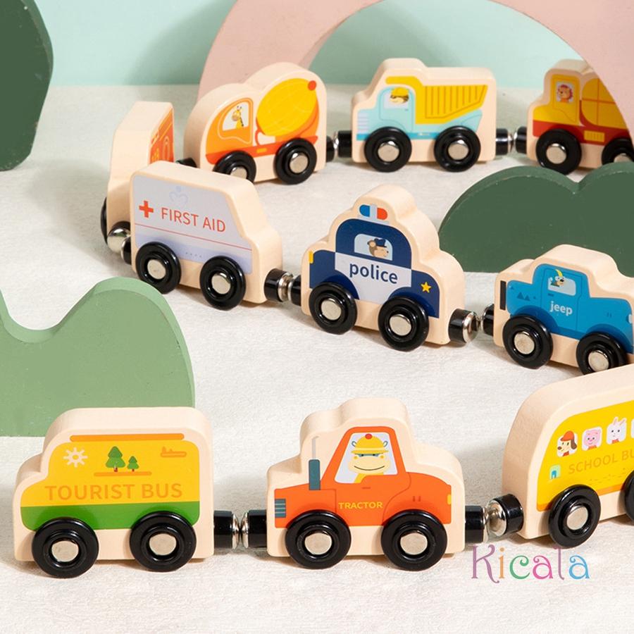 Montessori Magnetic Wooden Train Toys Early Educational Cognition Animal Toy Sorting Learning Teaching Car Cartoon Set For Kids