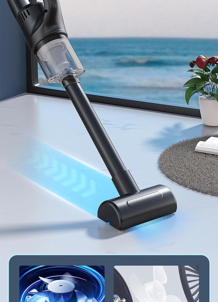 Portable Handheld High-Power Vacuum Cleaner with Wireless Charging and Strong Suction for Home and Car Use