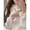 French Edge Stand Collar Loose Cardigan White Women's Shirt, 2025 Autumn/Winter Collection