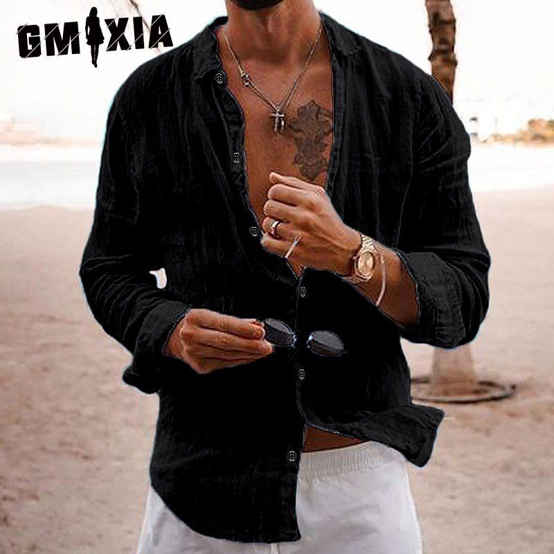 

Хлопковая футболка с длинным рукавом GMXIA, мужская модная свободная футболка с принтом «Сострадательная» L чёрный