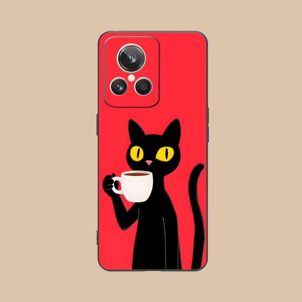 Cute Coffee Cat Matte TPU Mobile Phone Case for Realme GT 8 Neo Pro C75 73 71 C67 65 C55 53 C35 31 C20 15 Colorful Cover