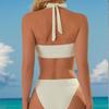 Women's New Solid Color Halter Starfish Sexy Backless Bikini Two Piece Swimsuit