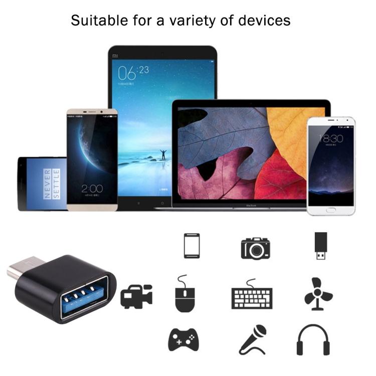 Plastic USB-C / Type-C Male to USB 2.0 Female OTG Data Transmission Charging Adapter