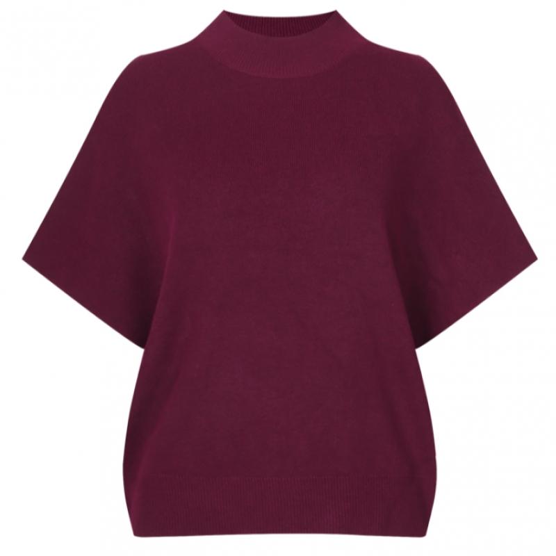 Shop   Women S Mock Neck Plain Short Sleeve midSeaSon Knit Brown Bom Wkn260045