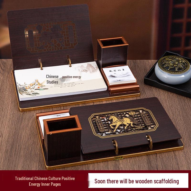 2026 Chinese Wooden Weekly Desk Calendar: Year of the Horse Creative Ornament Gift Set