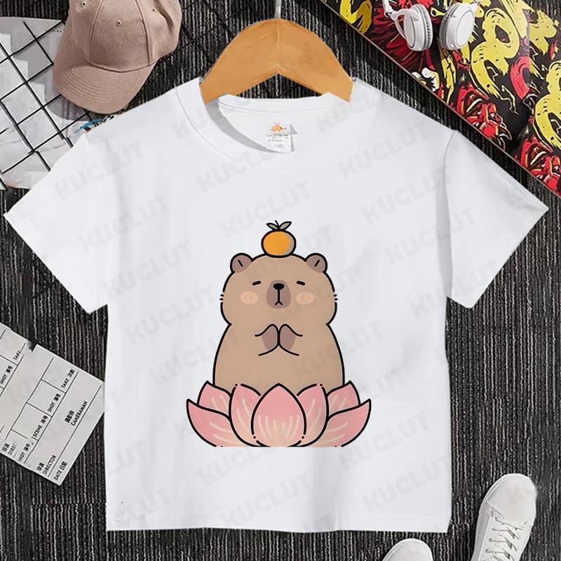Dětské oblečení Kawaii Kreslený Anime Kapybara Tričko s krátkým rukávem Roztomilý Milovník Kapybar Zvíře Kapybary Harajuku Tričko Dárek